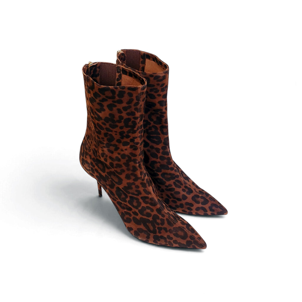 AQUAZZURA LEOPARD SUEDE BOOTIES  - SIZE 41