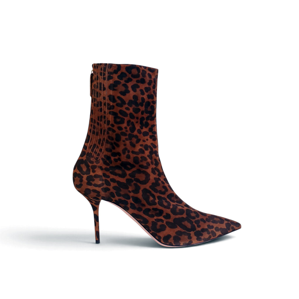 AQUAZZURA LEOPARD SUEDE BOOTIES  - SIZE 41