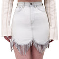 AREA DENIM SCALLOPED CRYSTAL FRINGE SKIRT - SIZE 25