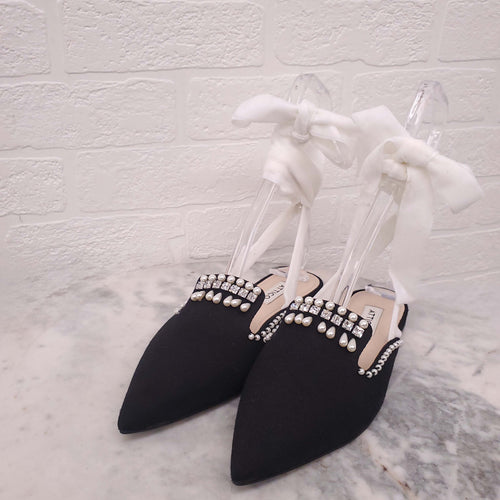ATTICO PEARL AND CRYSTAL WRAP AROUND FLATS - SIZE 35