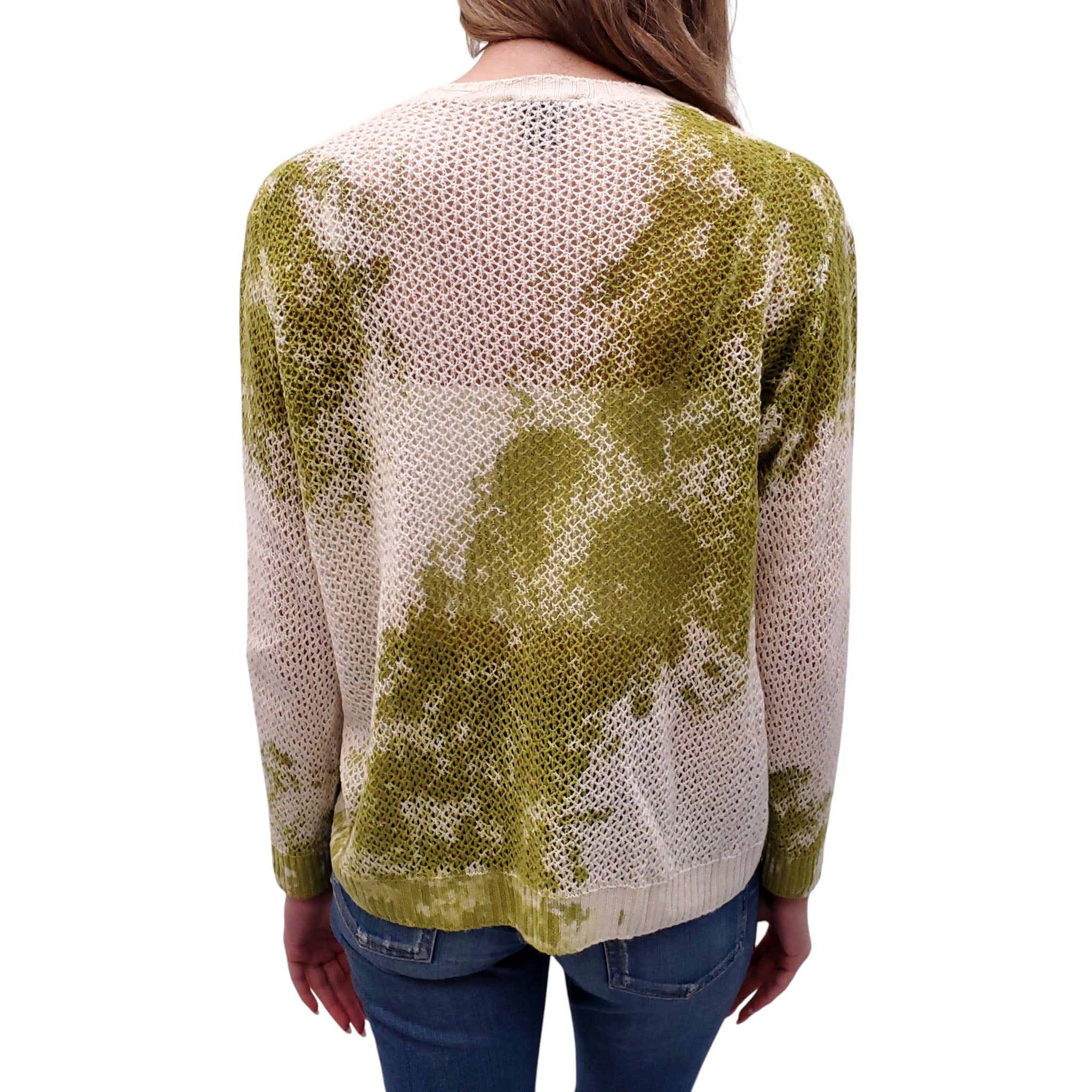AVANT TOI CREAM AND GREEN KNIT SWEATER - SIZE L