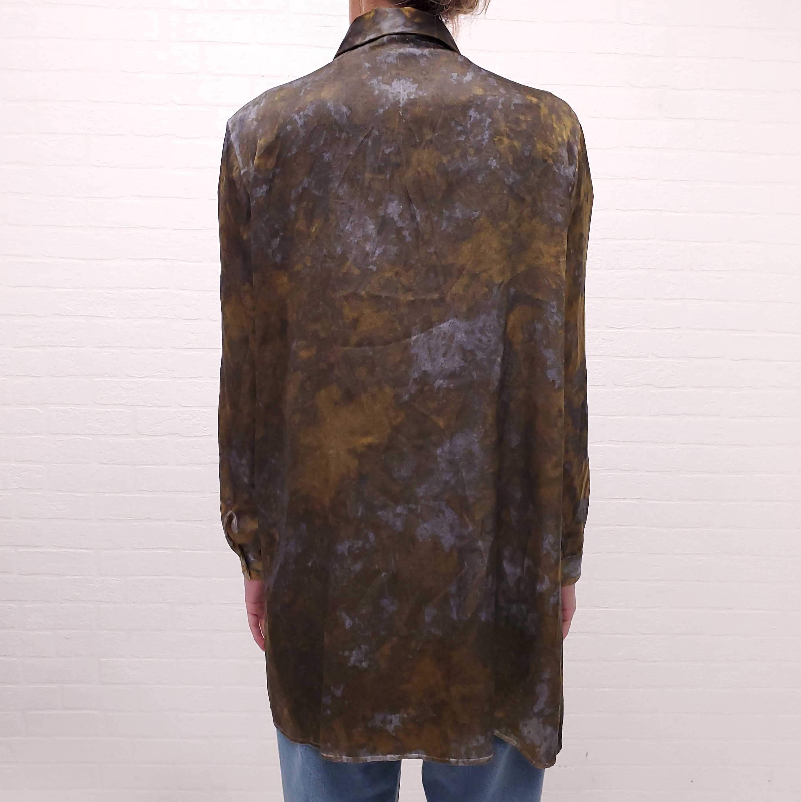 AVANT TOI OVERSIZED GREEN PATTERNED SILK BLOUSE - SIZE S