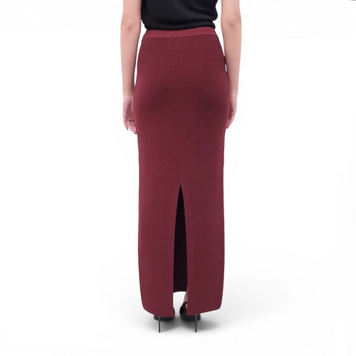 AYA MUSE BURGUNDY KNIT MAXI SKIRT - SIZE M