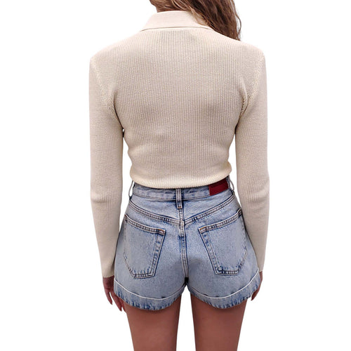 AYA MUSE CREAM ZIP-UP KNIT CARDIGAN - SIZE XS