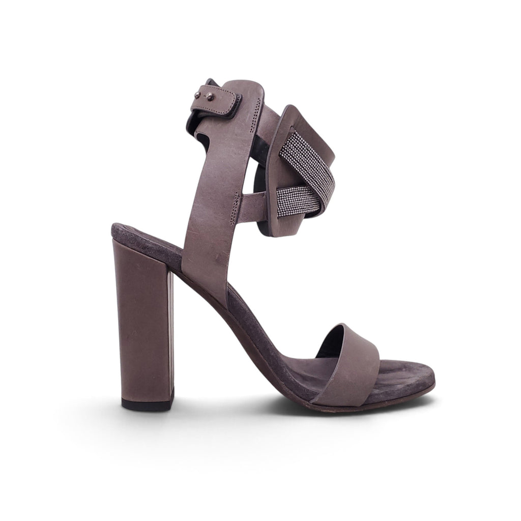B.C. BROWN SANDAL HEEL WITH MONILI - SIZE 38.5