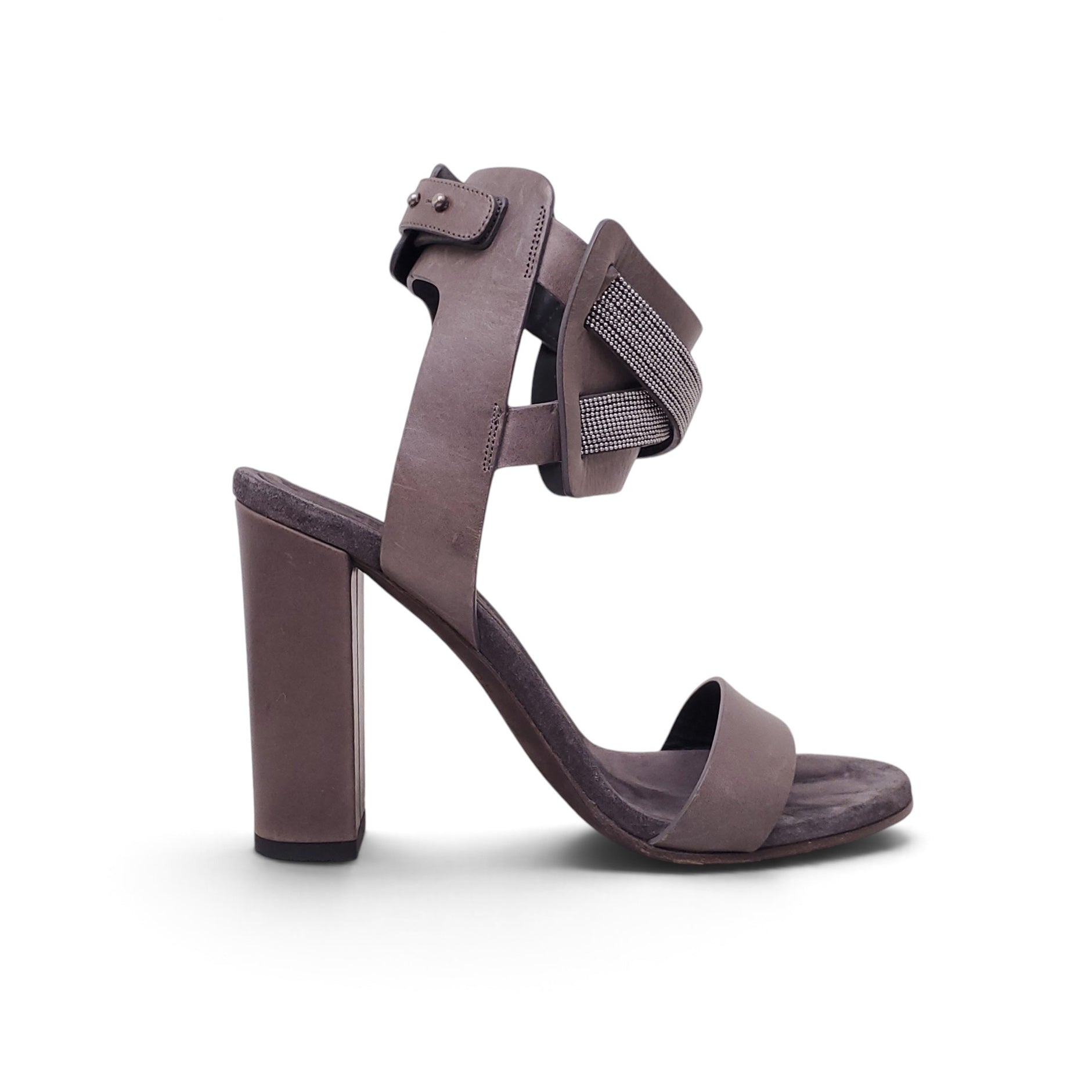 B.C. BROWN SANDAL HEEL WITH MONILI - SIZE 38.5