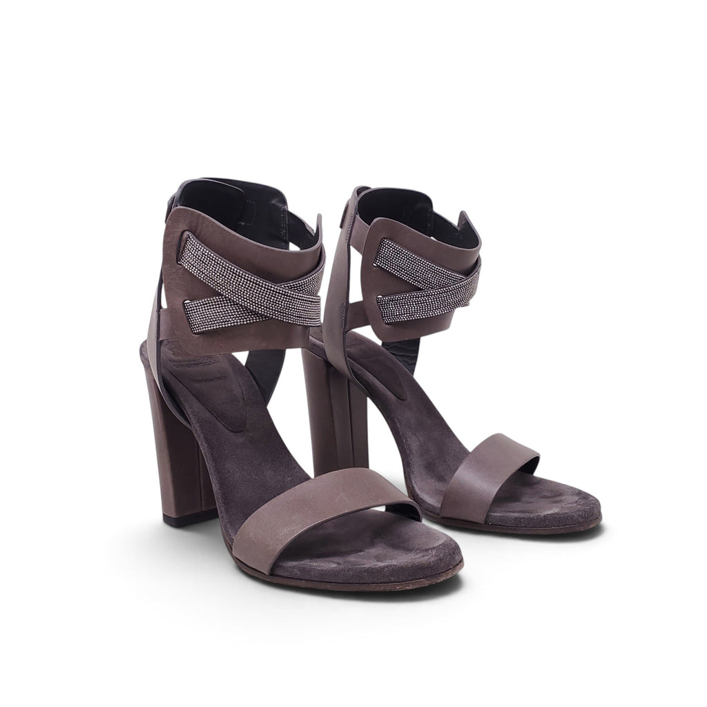 B.C. BROWN SANDAL HEEL WITH MONILI - SIZE 38.5