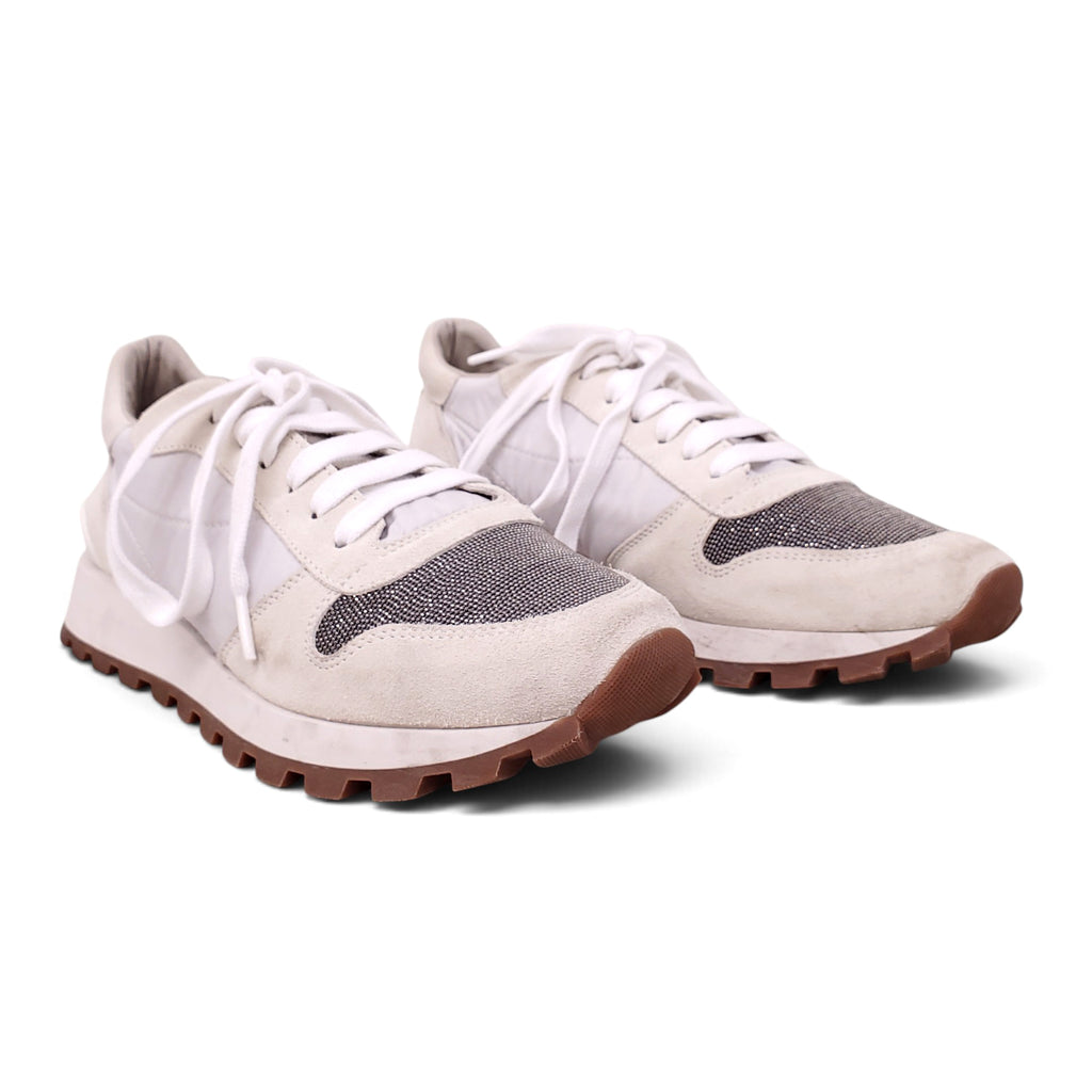 B.C. IVORY SNEAKERS WITH MONILI DETAIL - SIZE 38