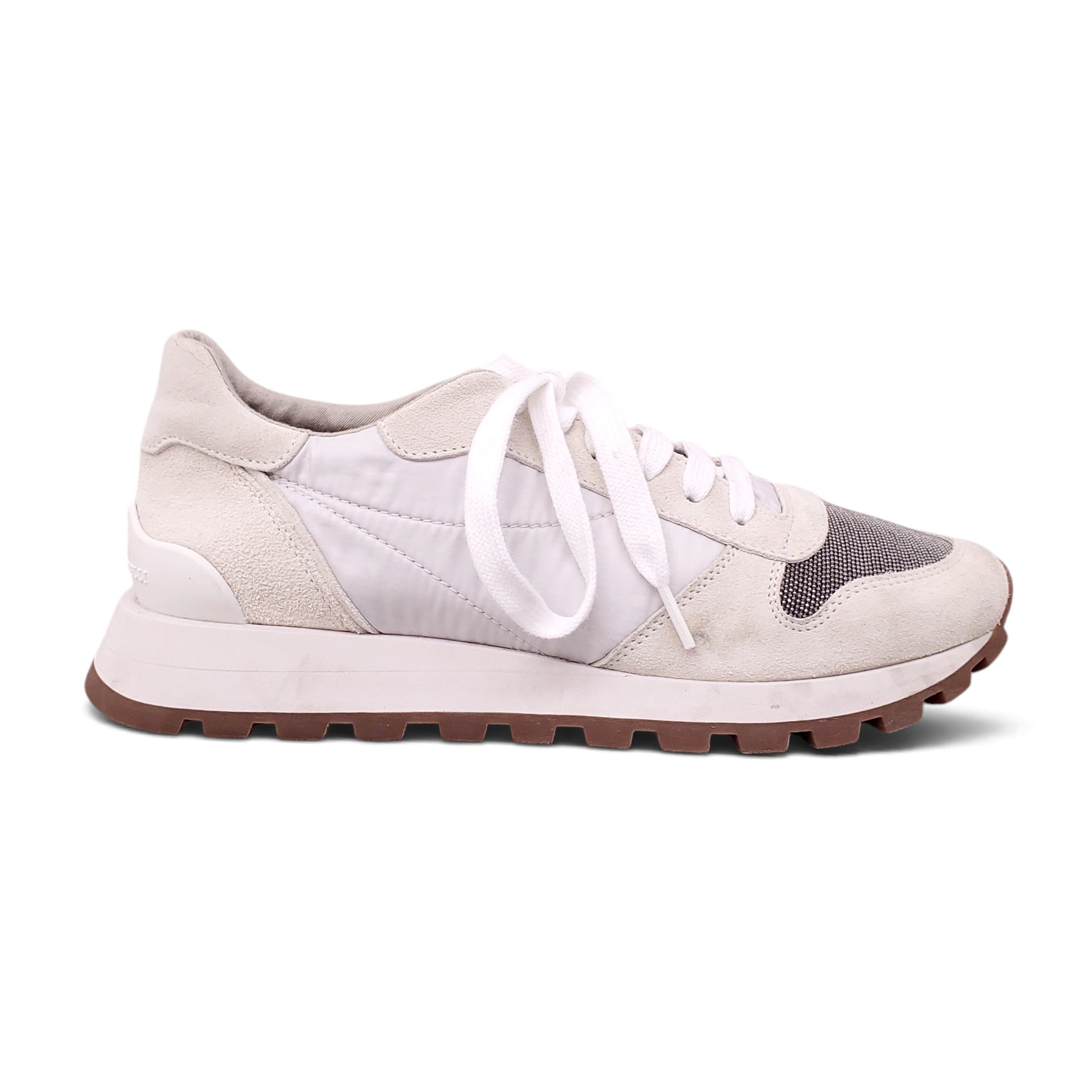 B.C. IVORY SNEAKERS WITH MONILI DETAIL - SIZE 38
