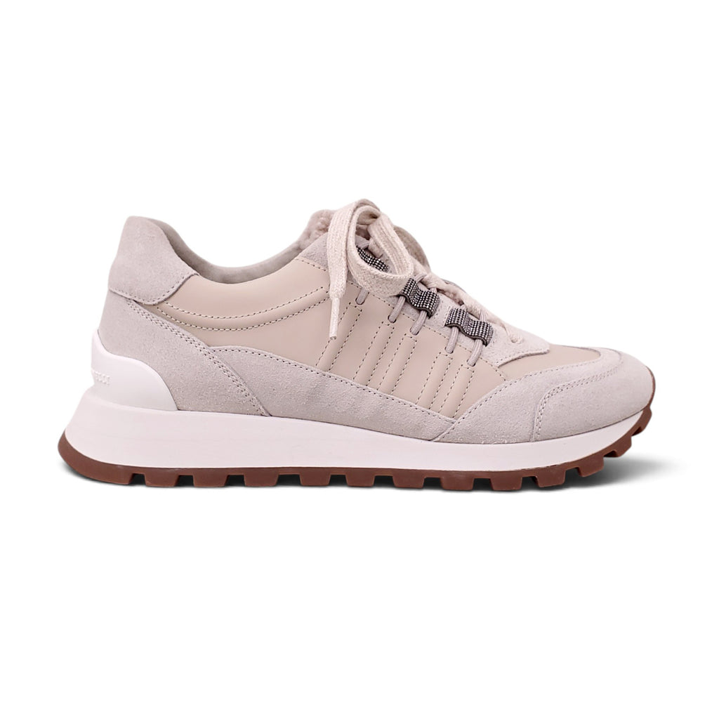 B.C. NUDE SNEAKERS WITH SHEARLING AND MONILI DETAIL - SIZE 38