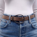 B.C. TAUPE SUEDE BELT WITH MONILI - SIZE XS