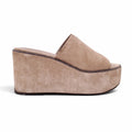 B.C. TAUPE SUEDE PLATFORM WEDGES WITH MONILI - SIZE 38