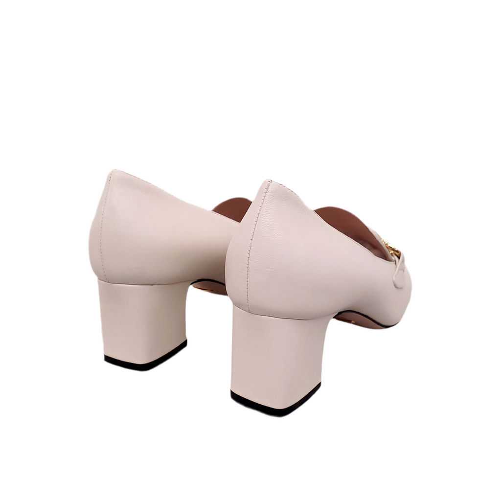 GUCCI CREAM LOAFERS WITH GG - SIZE 38