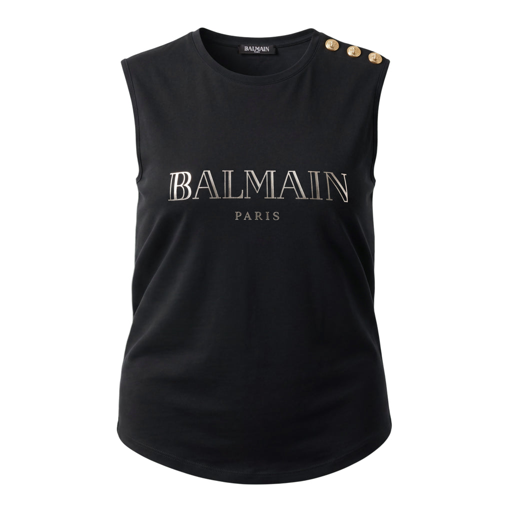 BALAMIN GOLD LOGO SLEEVELESS WITH GOLD BUTTONS - SIZE 38