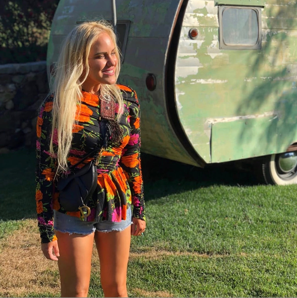 BALENCIAGA 2016 FLORAL PRINT PEPLUM BOUSE - SIZE 40