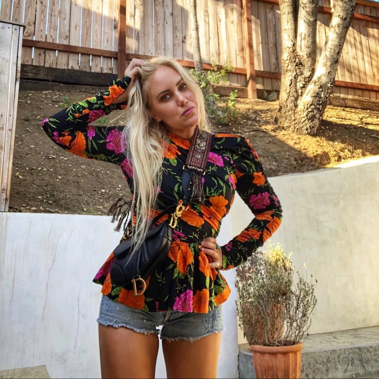 BALENCIAGA 2016 FLORAL PRINT PEPLUM BOUSE - SIZE 40