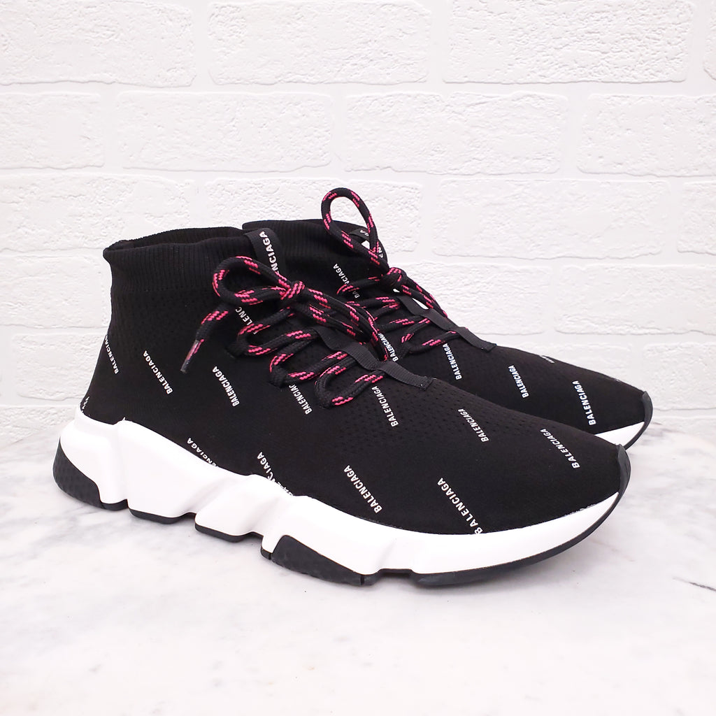 BALENCIAGA ALLOVER LOGO SPEED SNEAKERS - SIZE 41