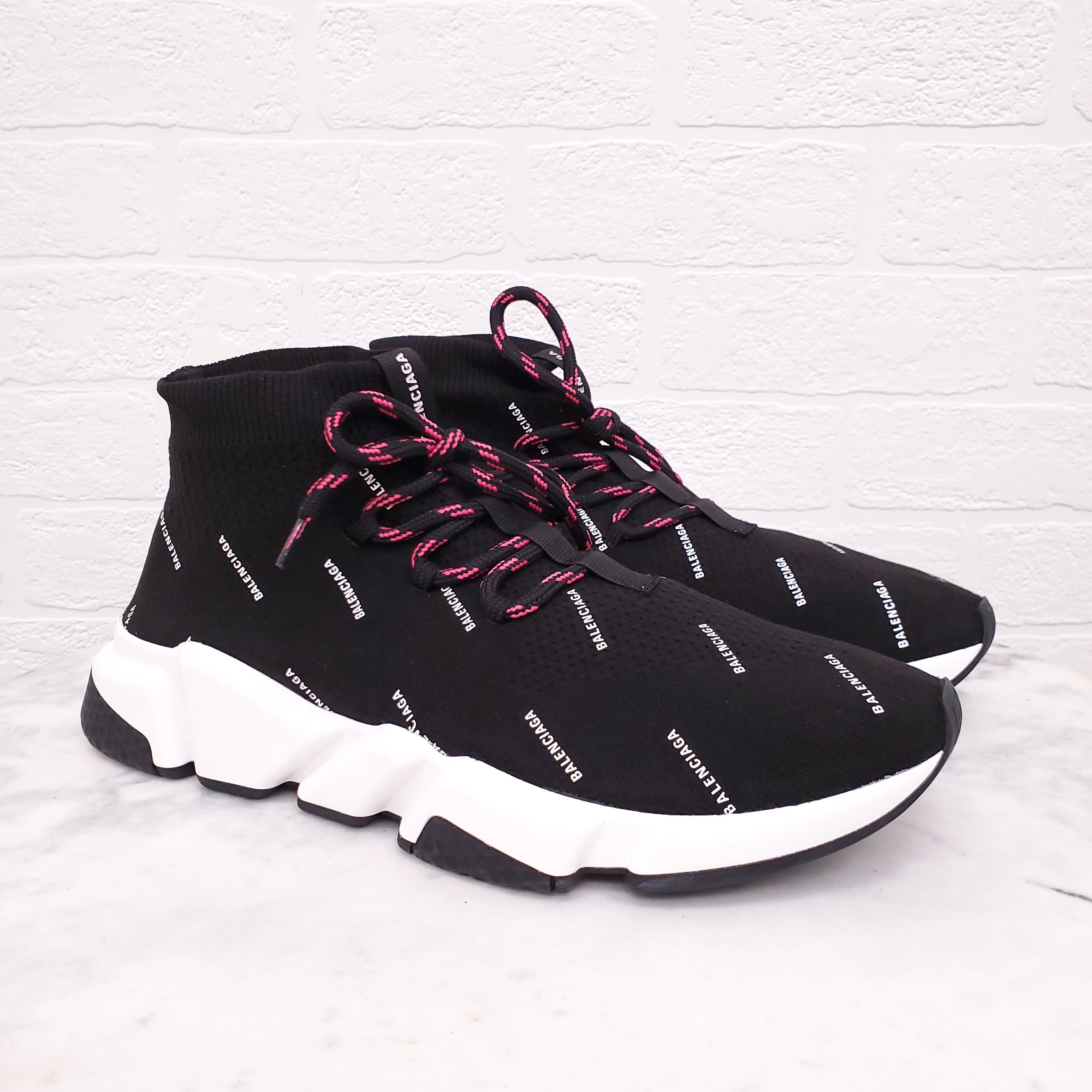 BALENCIAGA ALLOVER LOGO SPEED SNEAKERS - SIZE 41