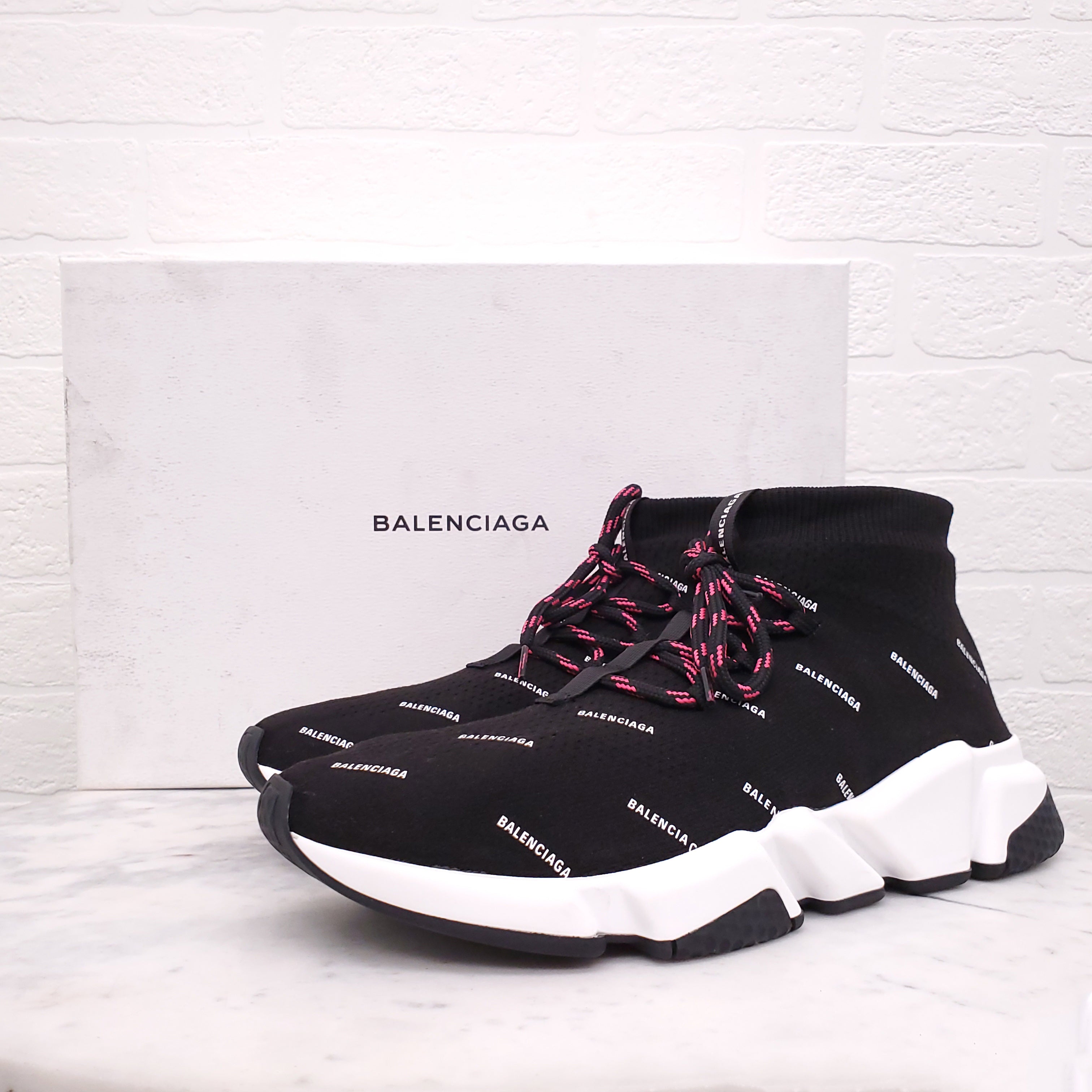 BALENCIAGA ALLOVER LOGO SPEED SNEAKERS - SIZE 41