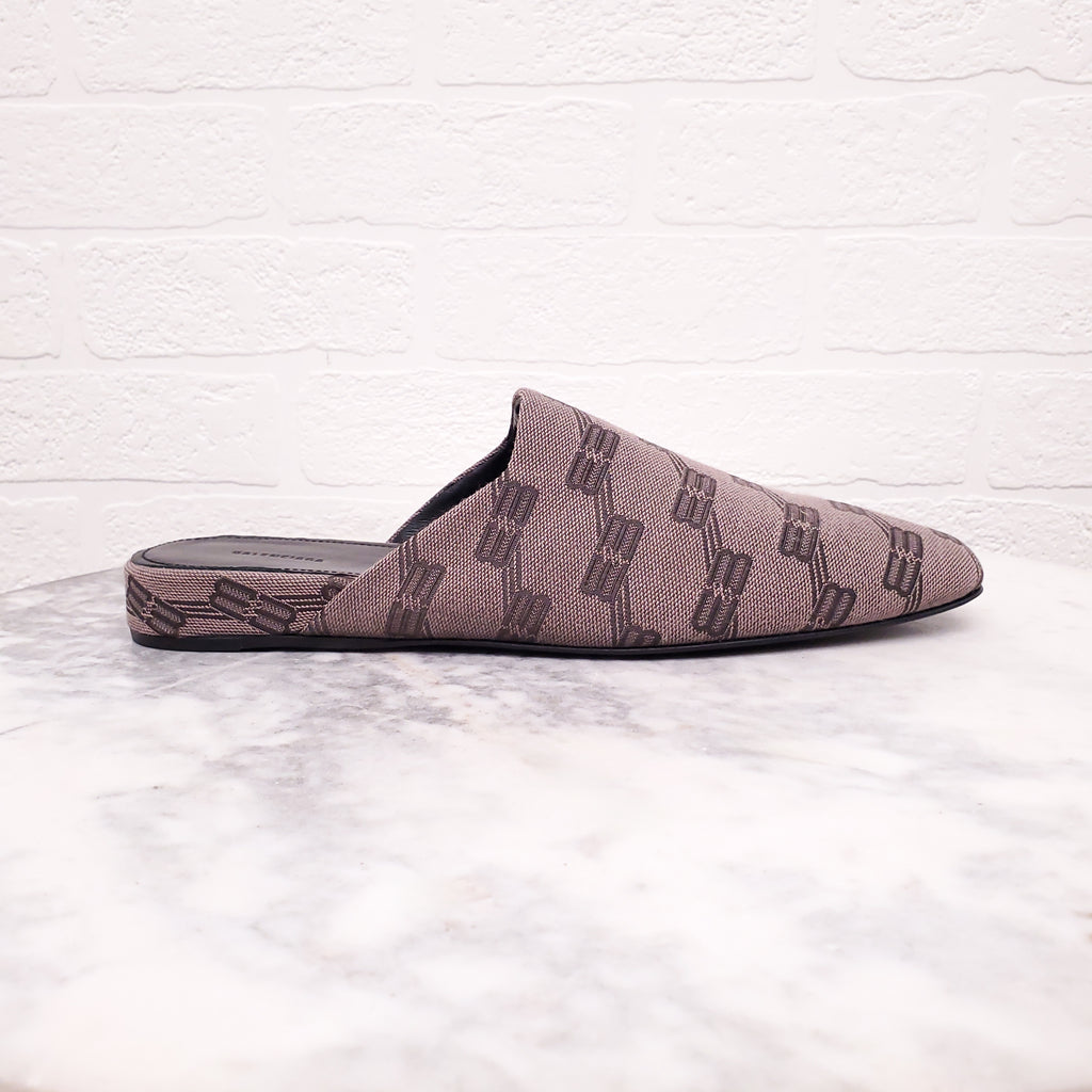 BALENCIAGA BB MONOGRAM MULE SLIDES - SIZE 38