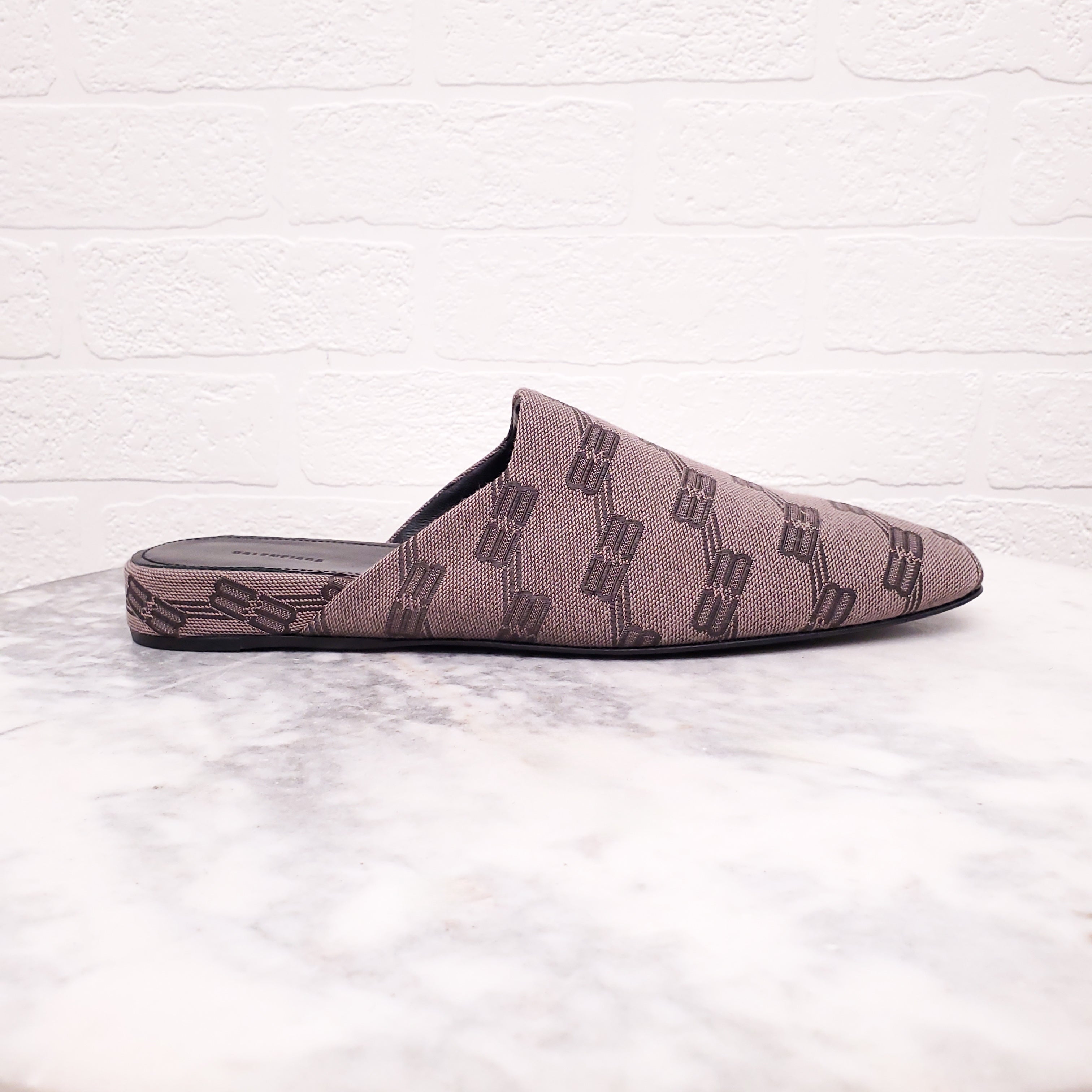 BALENCIAGA BB MONOGRAM MULE SLIDES - SIZE 38