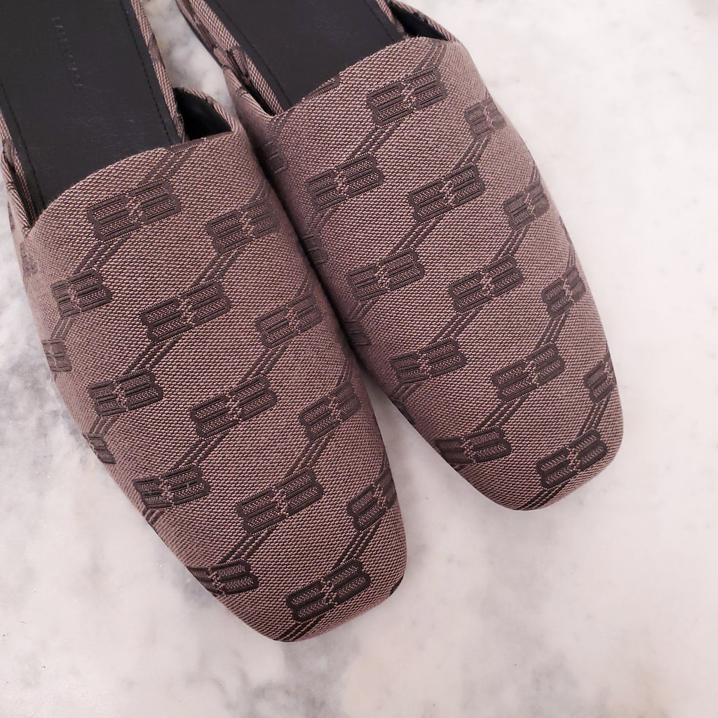 BALENCIAGA BB MONOGRAM MULE SLIDES - SIZE 38