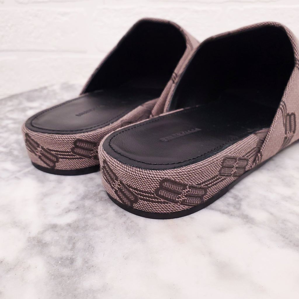 BALENCIAGA BB MONOGRAM MULE SLIDES - SIZE 38