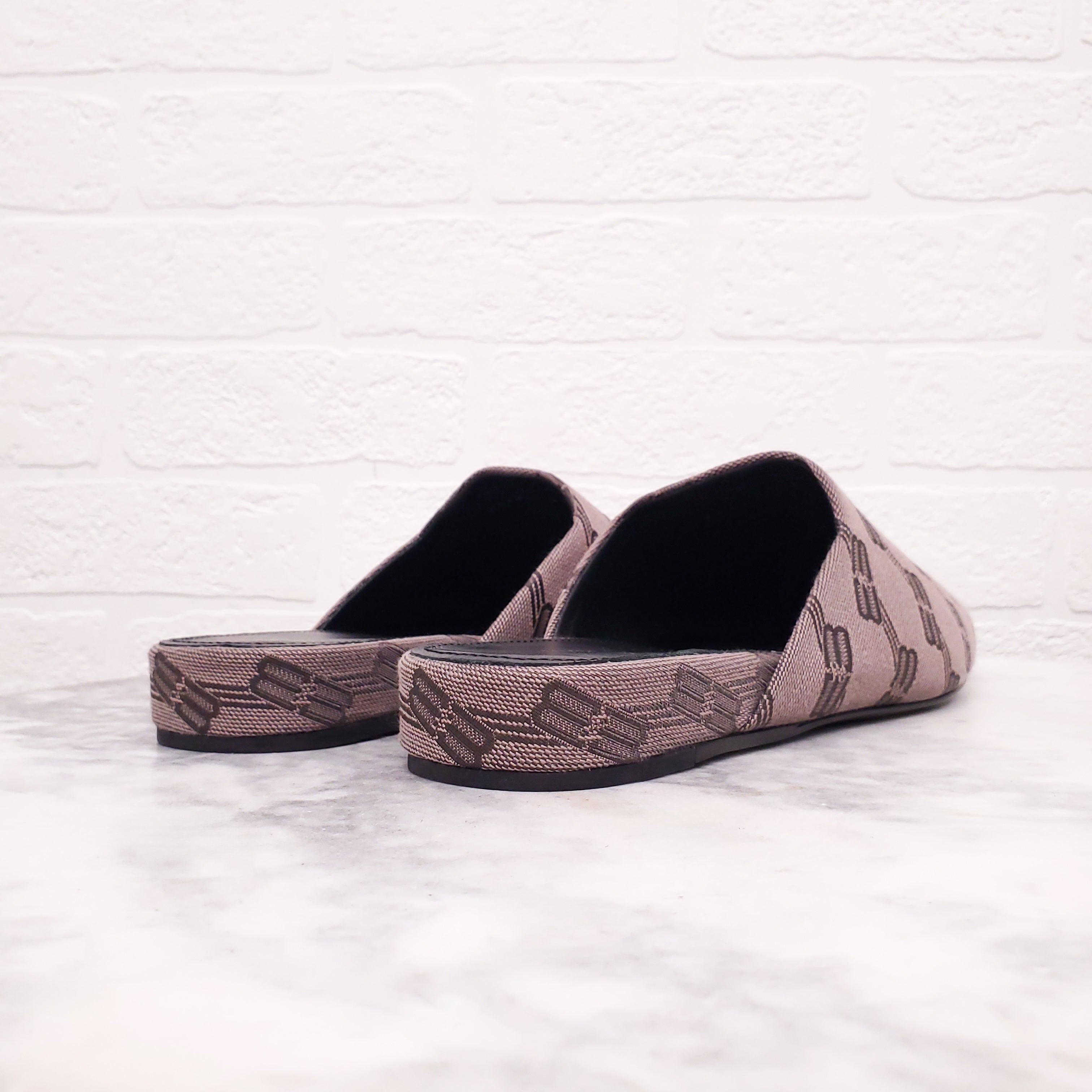 BALENCIAGA BB MONOGRAM MULE SLIDES - SIZE 38