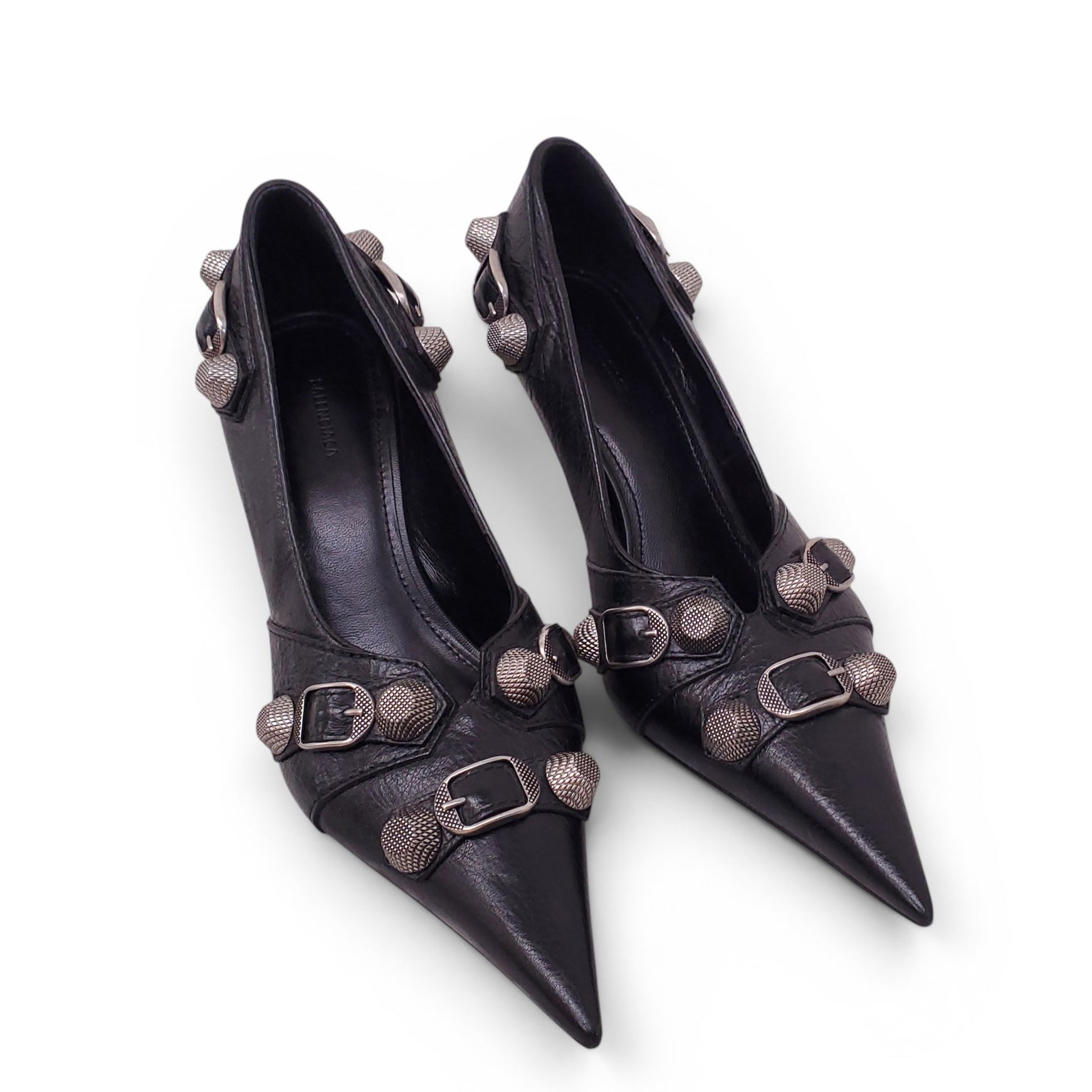 BALENCIAGA BLACK CAGOLE POINTED PUMPS - SIZE 36