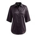 BALENCIAGA BLACK HOMEWEAR SILK LOGO BUTTON UP T-SHIRT - SIZE 38