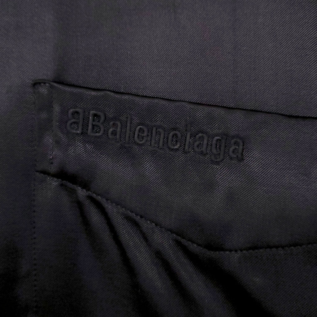 BALENCIAGA BLACK HOMEWEAR SILK LOGO BUTTON UP T-SHIRT - SIZE 38