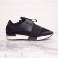 BALENCIAGA BLACK LEATHER AND ELASTIC SNEAKERS - SIZE 38