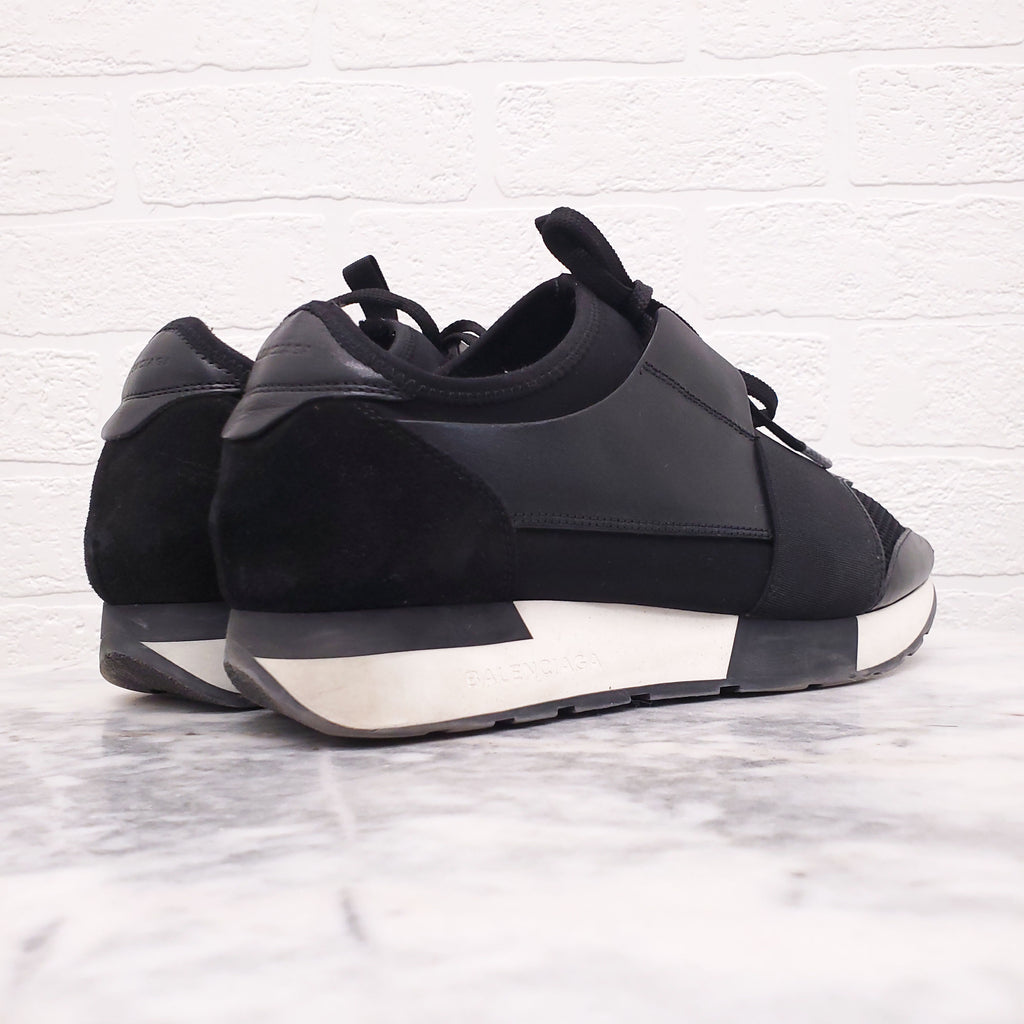 BALENCIAGA BLACK LEATHER AND ELASTIC SNEAKERS - SIZE 38