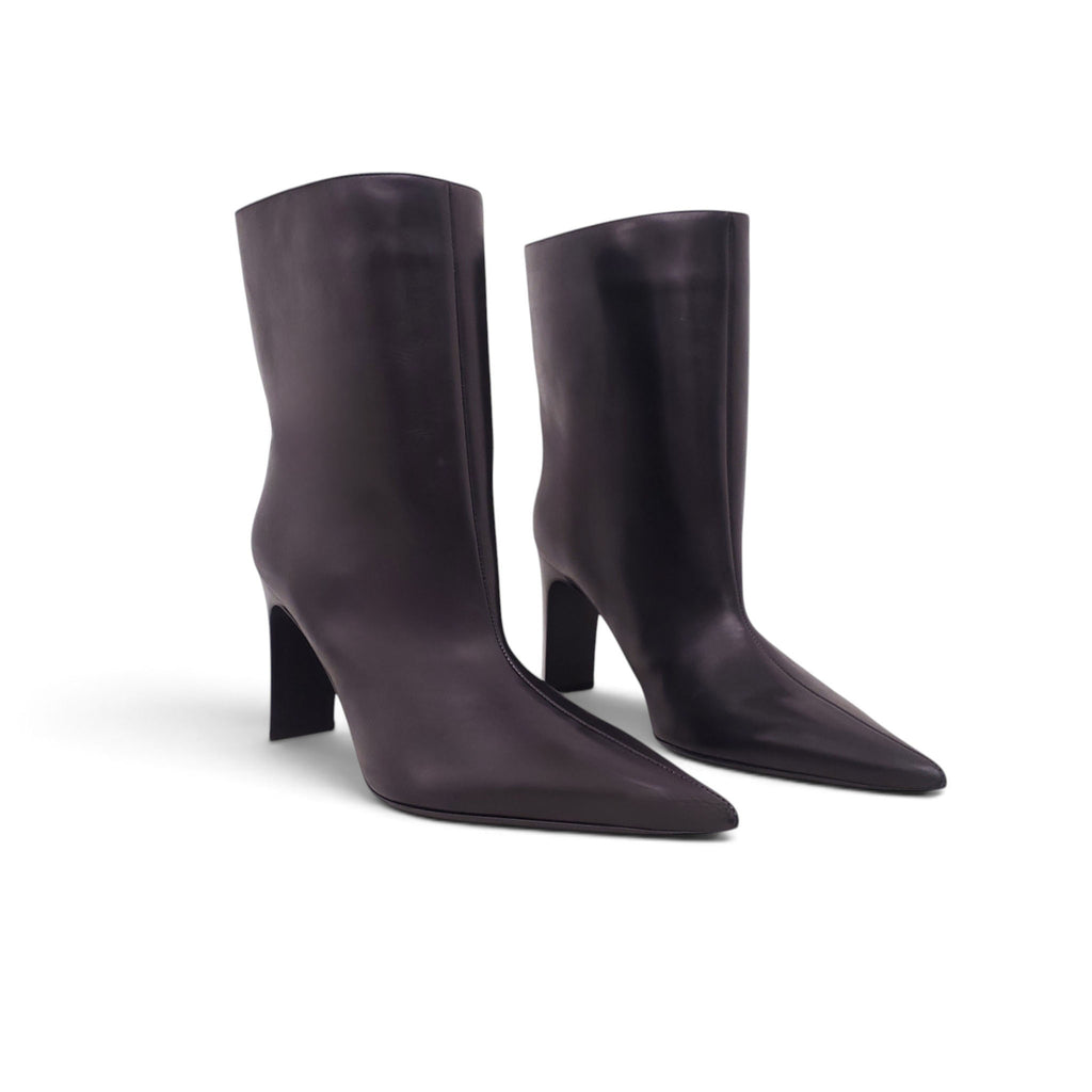 BALENCIAGA BLACK LEATHER BOOTIES - SIZE 38
