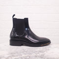 BALENCIAGA BLACK LEATHER CHELSEA BOOTS WITH LOGO - SIZE 38