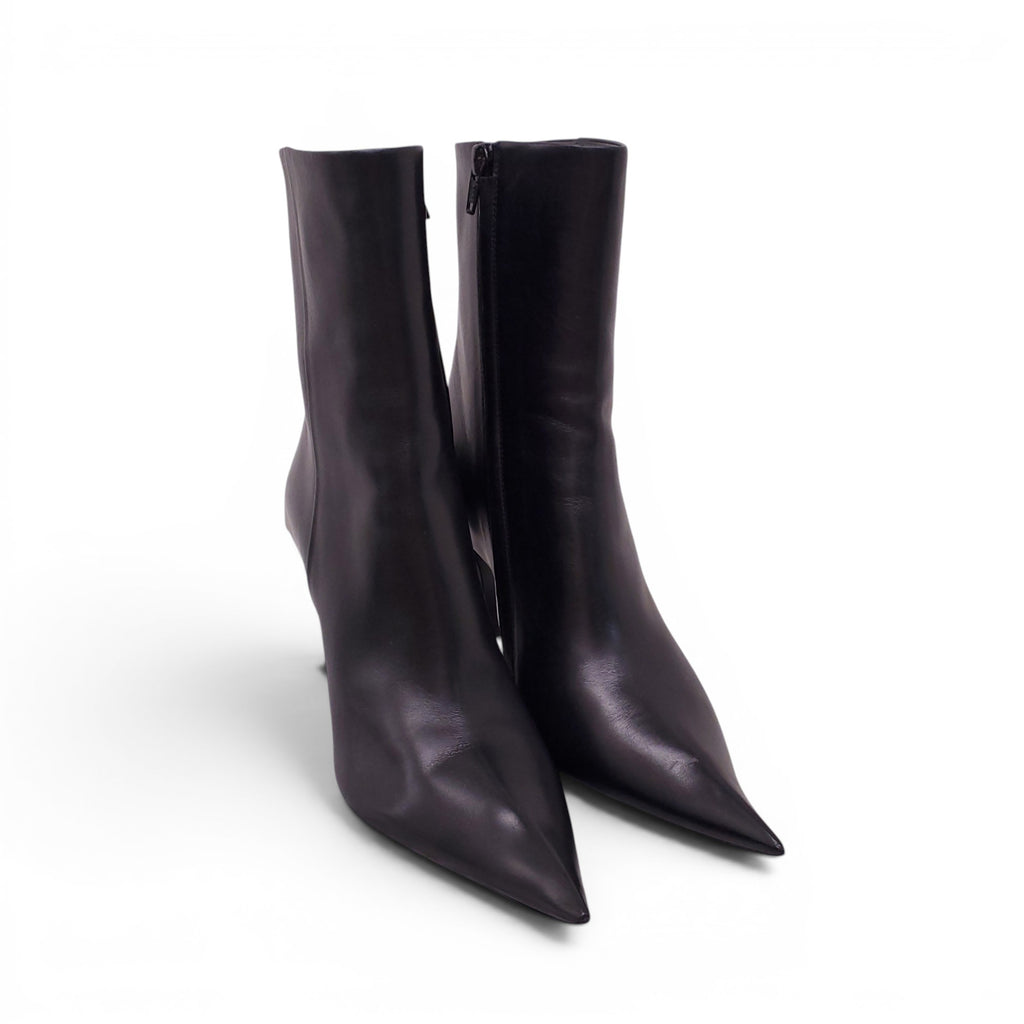 BALENCIAGA BLACK SOFT LEATHER HOURGLASS BOOTIES - SIZE 37