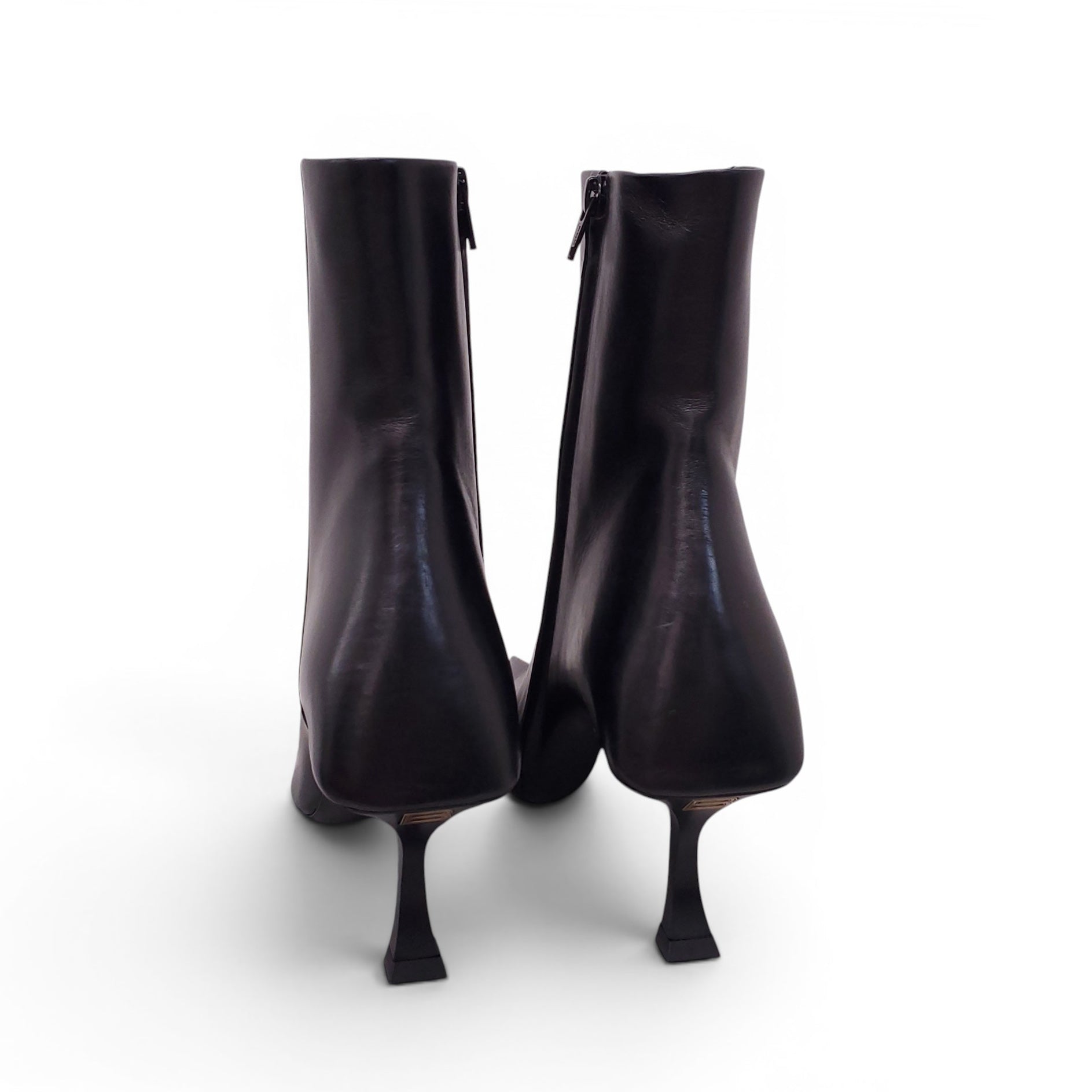 BALENCIAGA BLACK SOFT LEATHER HOURGLASS BOOTIES - SIZE 37