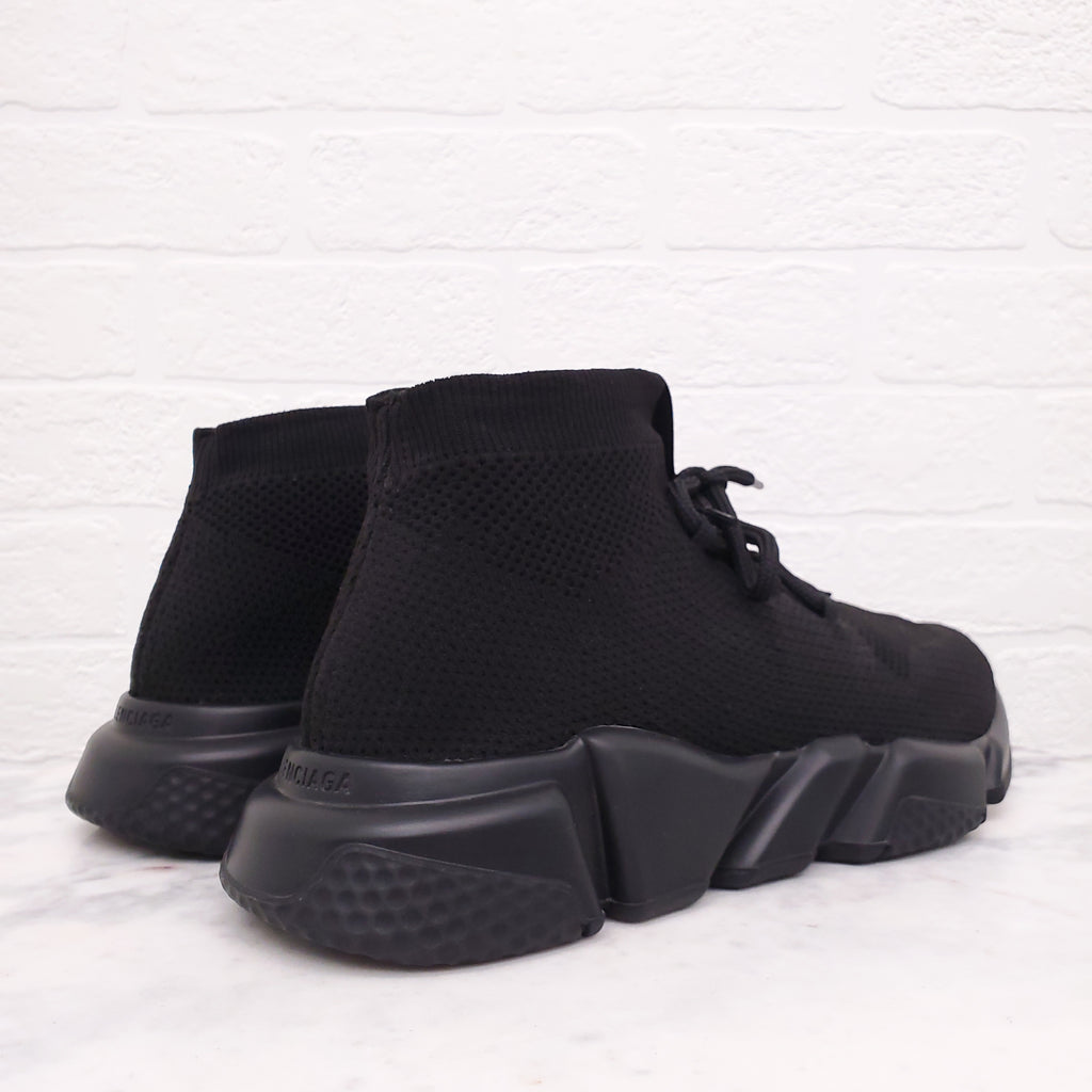 BALENCIAGA BLACK SPEED TRAINER LACE UP SOCK SNEAKERS - SIZE 41
