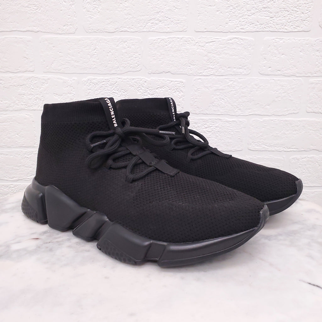 BALENCIAGA BLACK SPEED TRAINER LACE UP SOCK SNEAKERS - SIZE 41