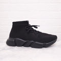 BALENCIAGA BLACK SPEED TRAINER LACE UP SOCK SNEAKERS - SIZE 41