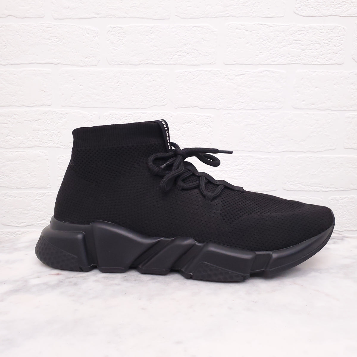 BALENCIAGA BLACK SPEED TRAINER LACE UP SOCK SNEAKERS - SIZE 41 