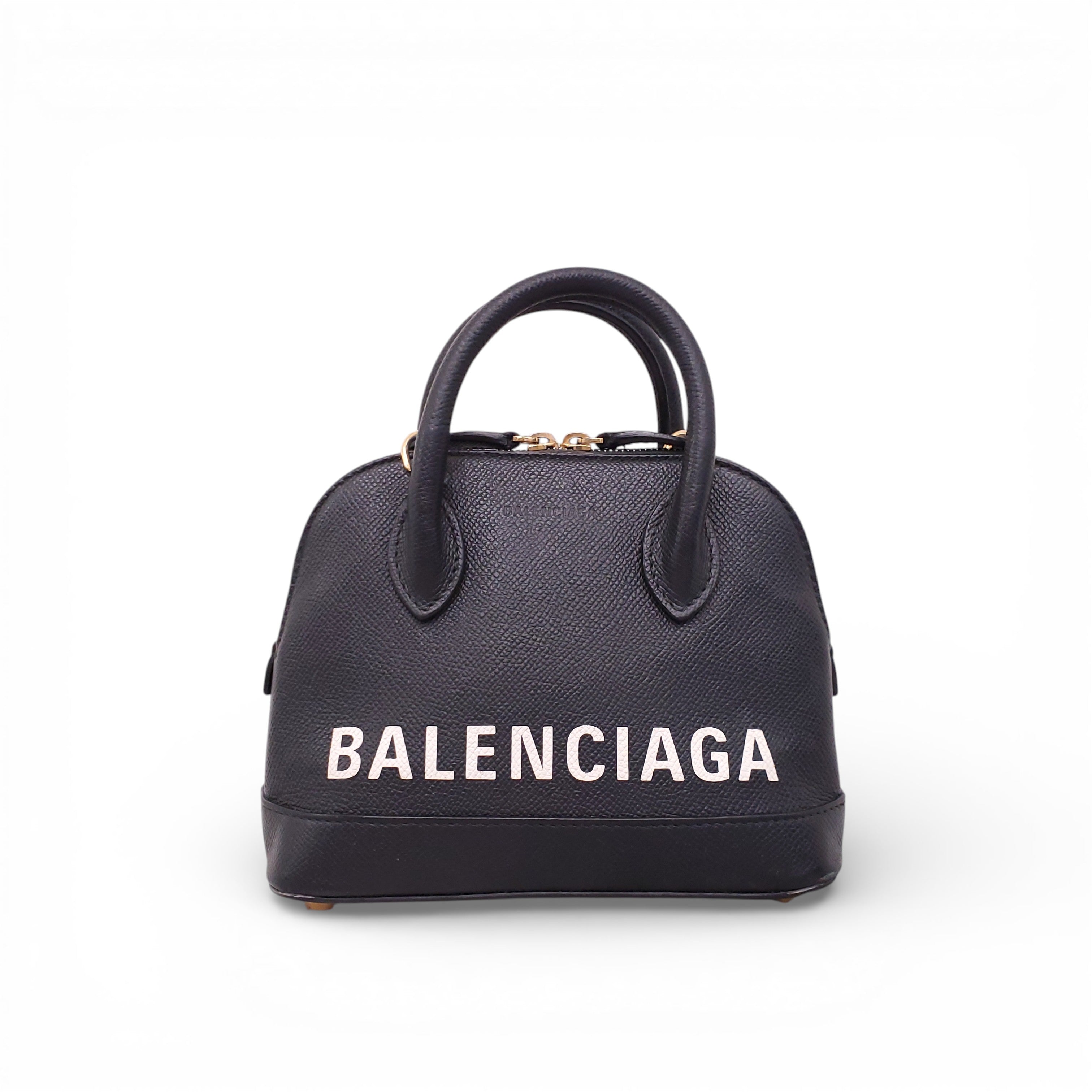 BALENCIAGA BLACK TOP HANDLE LOGO BAG