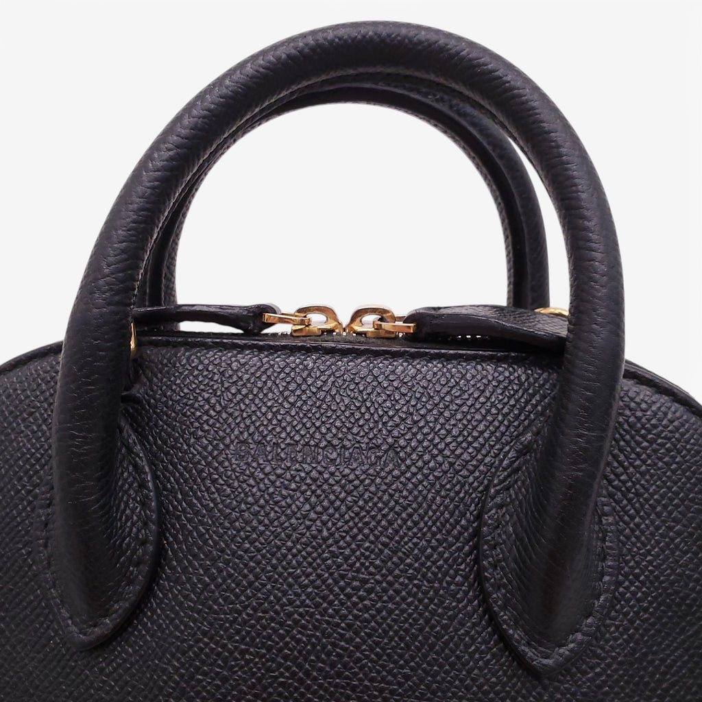 BALENCIAGA BLACK TOP HANDLE LOGO BAG