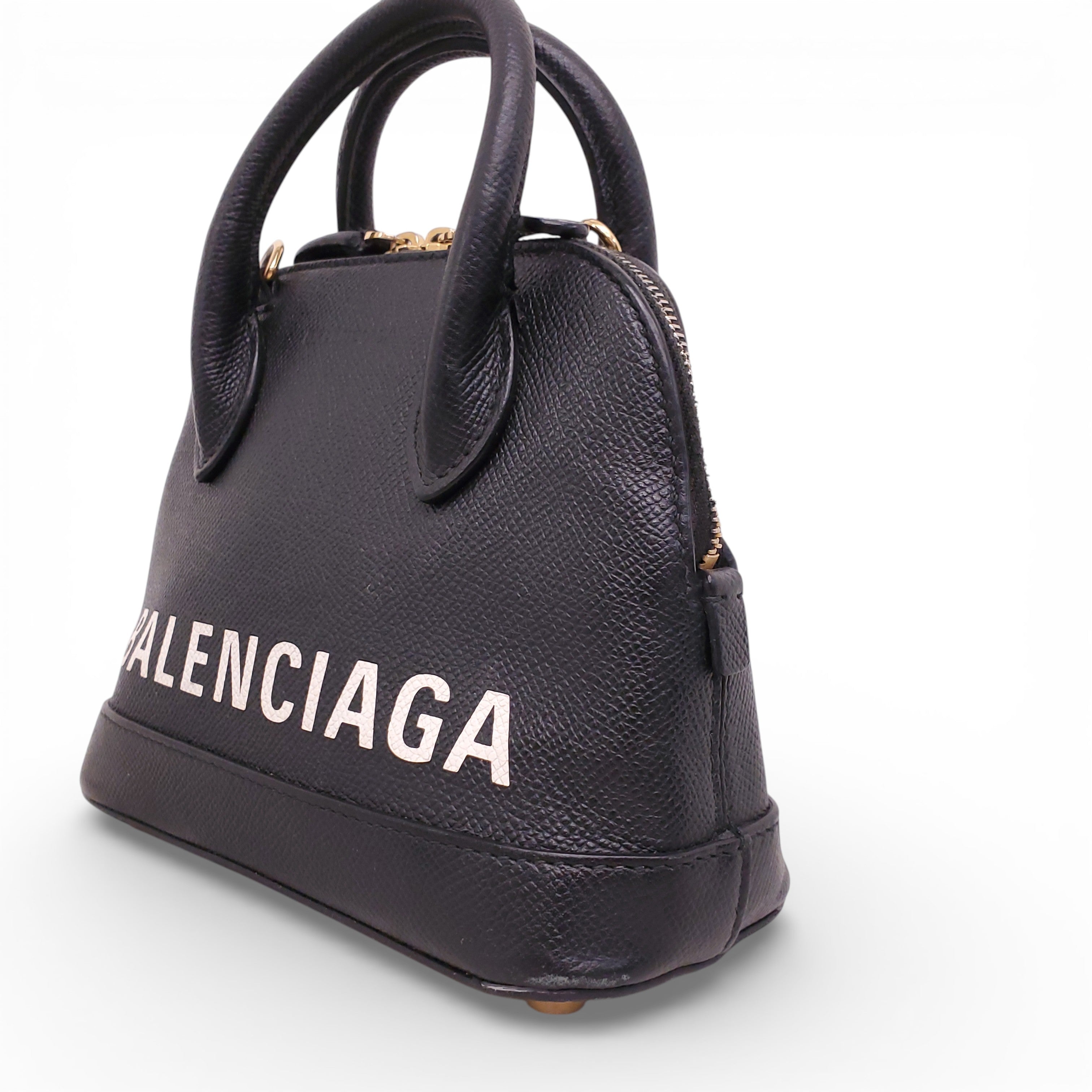BALENCIAGA BLACK TOP HANDLE LOGO BAG