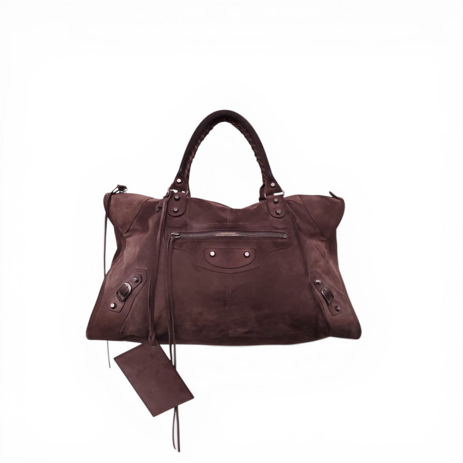 BALENCIAGA BROWN SUEDE CITY BAG