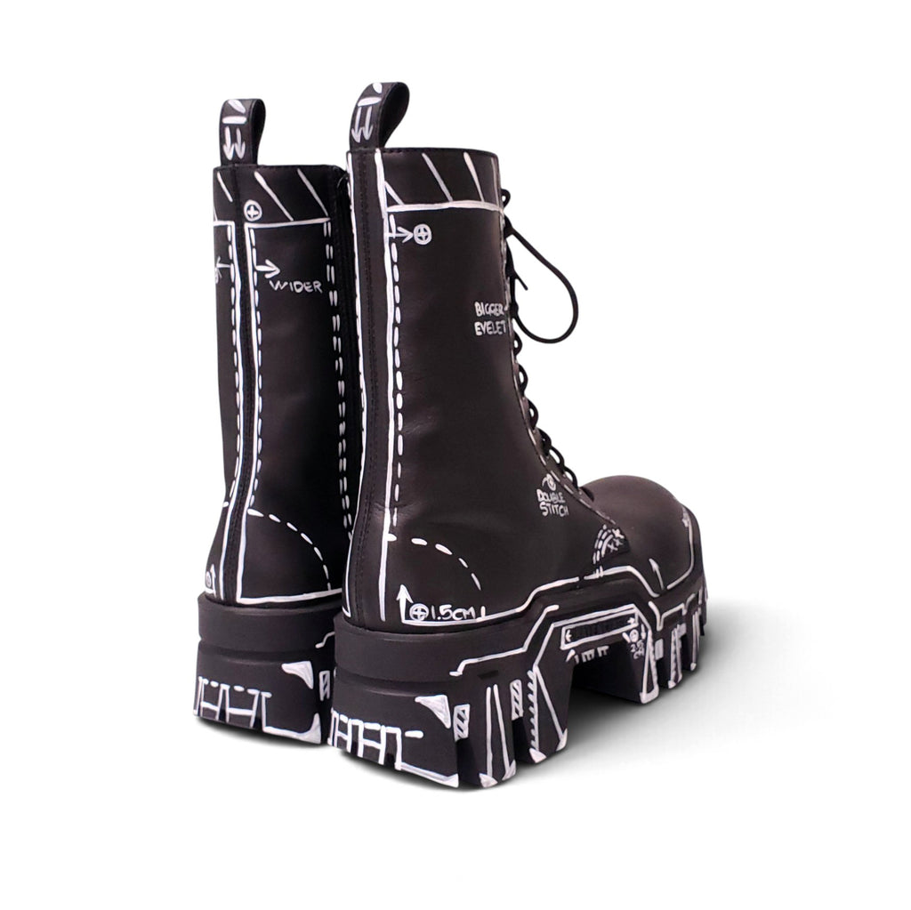 BALENCIAGA BULLDOZER LACE UP LEATHER ANKLE BOOTIES - SIZE 39