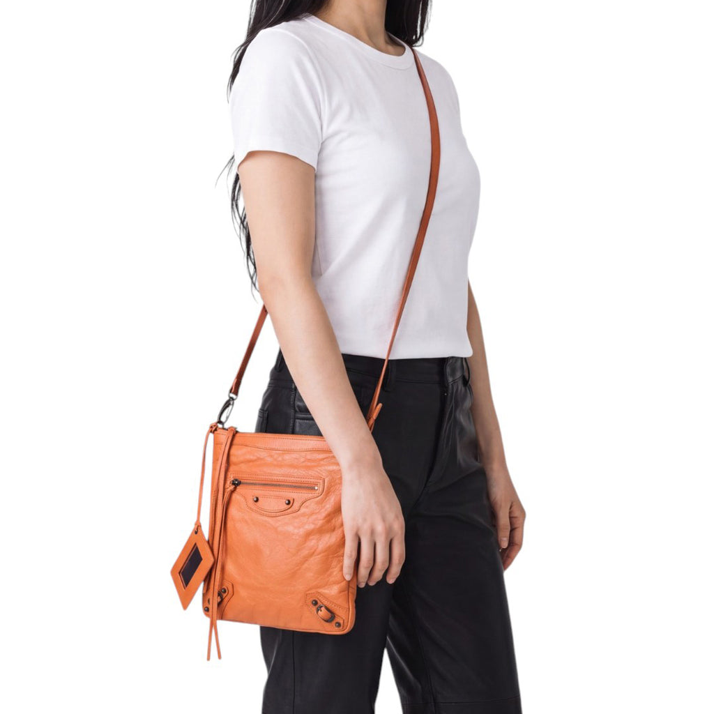 BALENCIAGA CITY ORANGE CROSSBODY POUCH