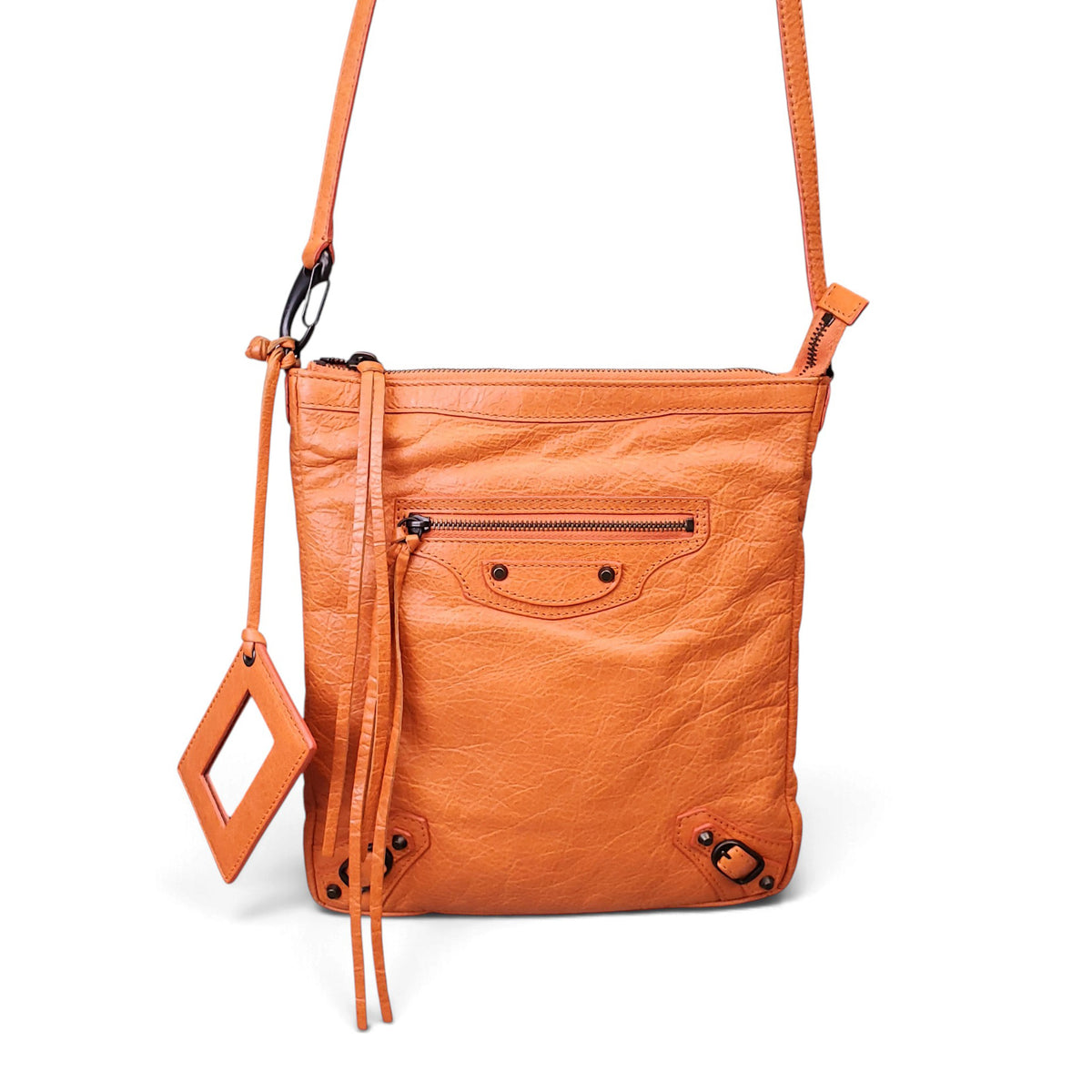 BALENCIAGA CITY ORANGE CROSSBODY POUCH