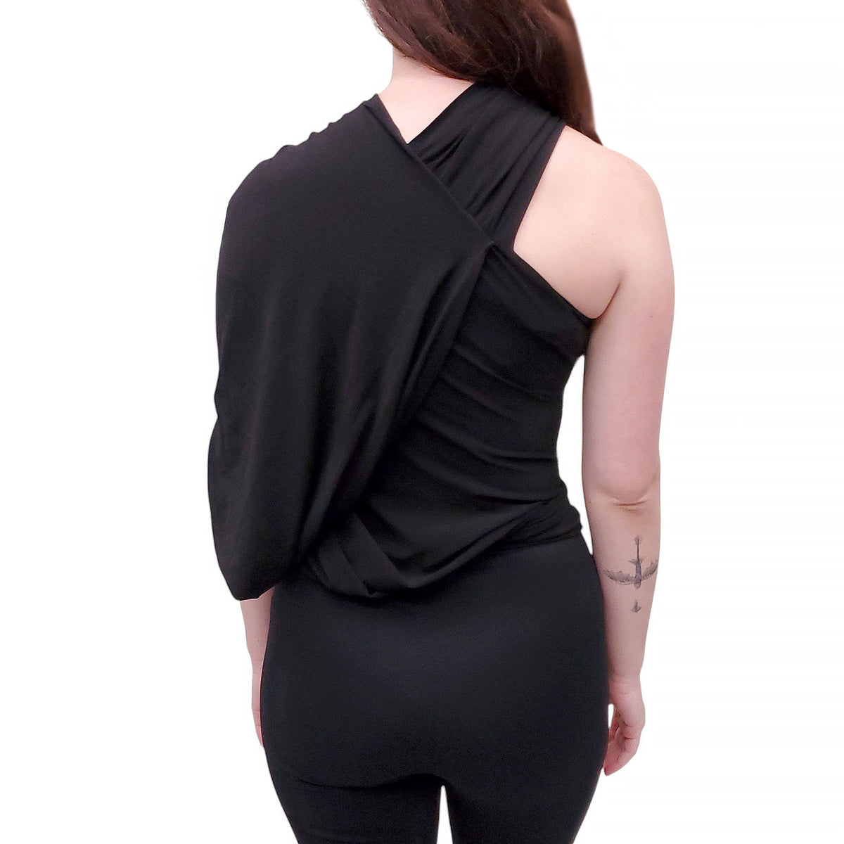 BALENCIAGA CROSSOVER BLACK BLOUSE - SIZE 36