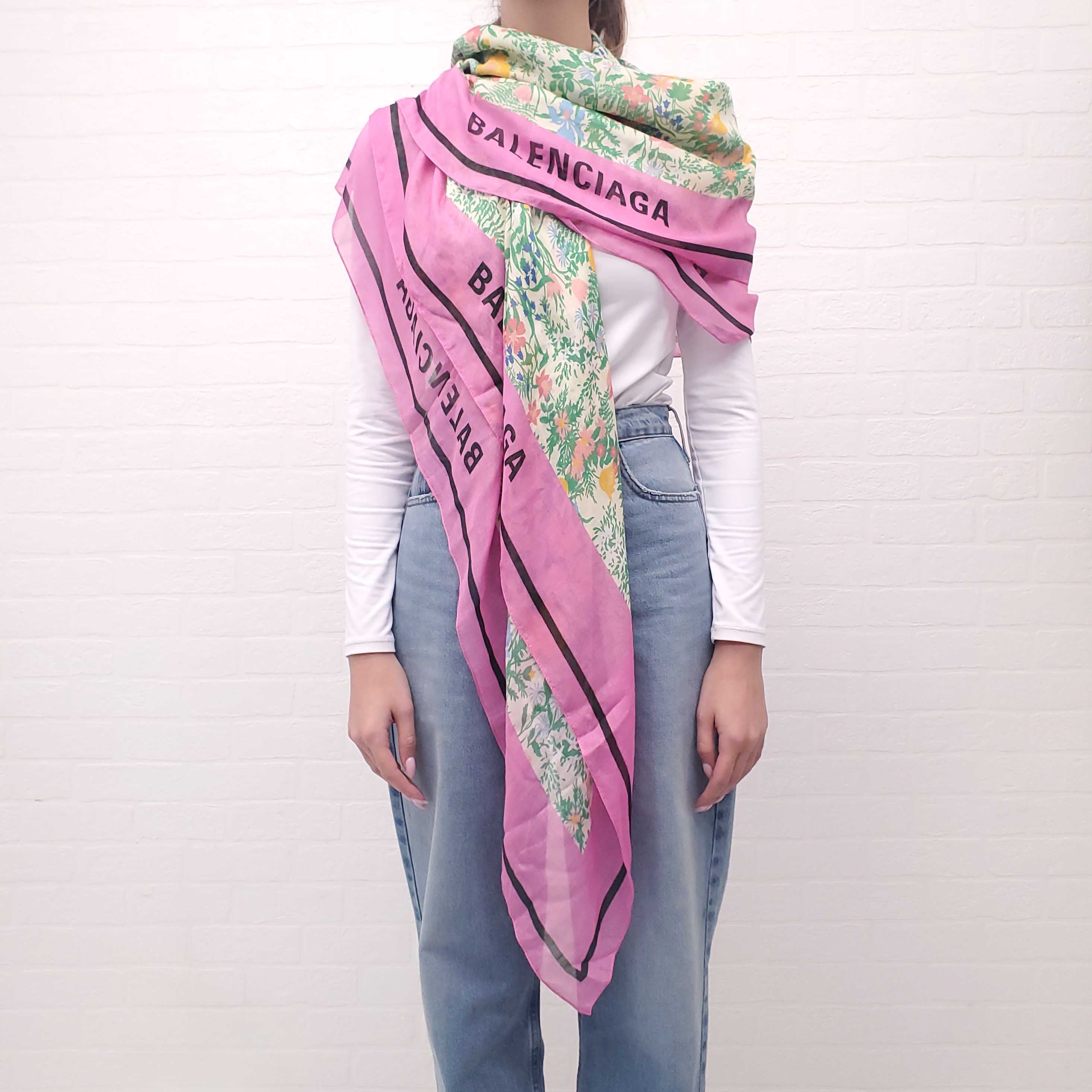 BALENCIAGA FLORAL LOGO SCARF